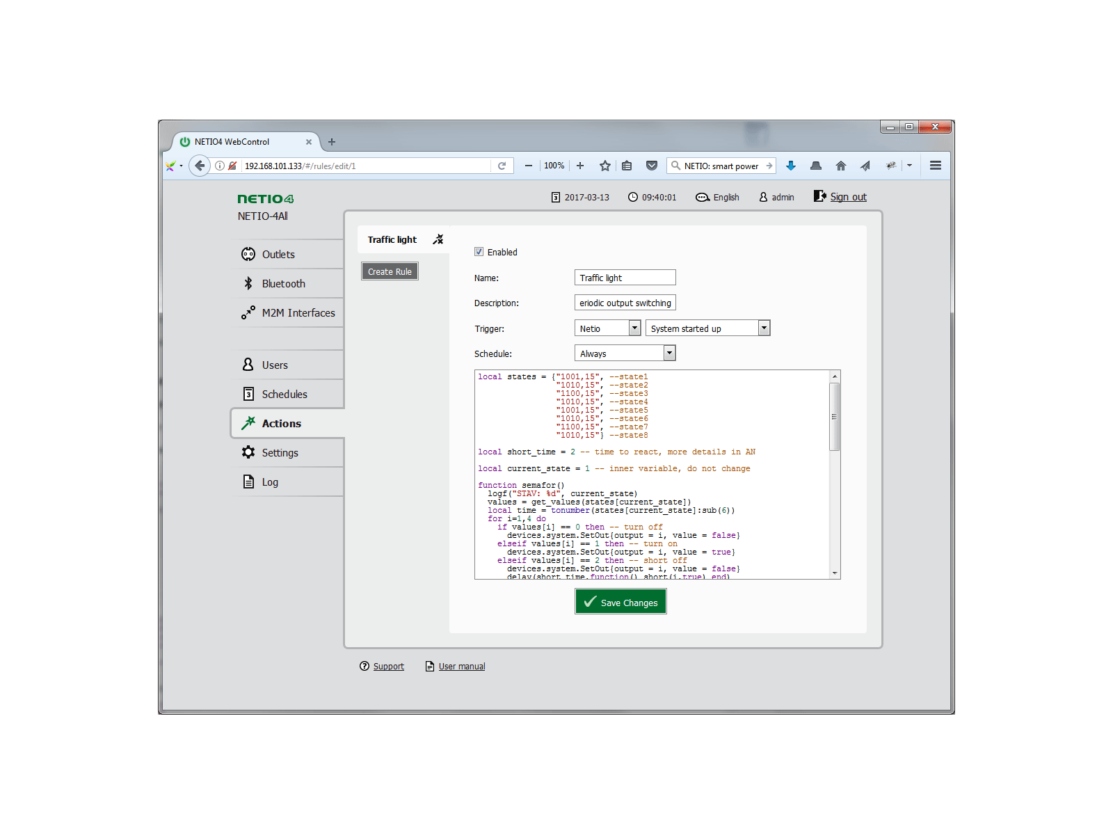 Create continual swithing of power using custom Lua script