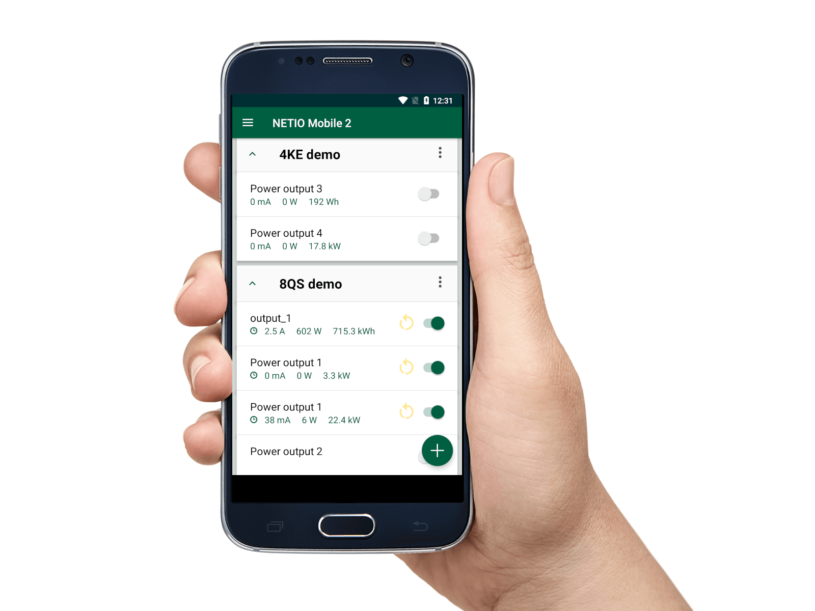 With NETIO Mobile2 application you can control whole groups of electrical outputs