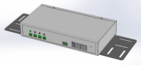 Universal metal brackets to fasten one NETIO 4C device e.g. to horizontal bars in a rack frame.  The package includes M6 screws to fasten the device to the rack frame.